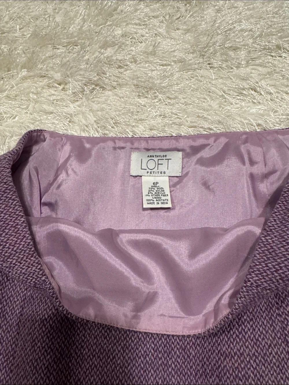 Women's Lavender Textured A-Line Wool Blend Skirt